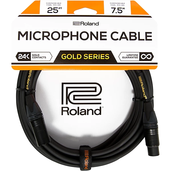 Roland Gold Series XLR Microphone Cable 25 ft. Black 4 Roland Gold Series XLR Microphone Cable 25 ft. Black