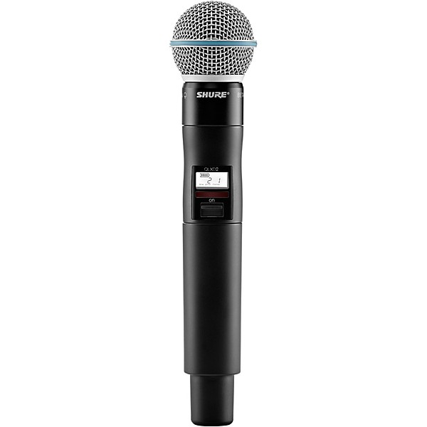 Shure QLXD2/BETA58A Wireless Handheld Microphone Transmitter With Interchangeable BETA 58A Microphone Capsule Band J50A