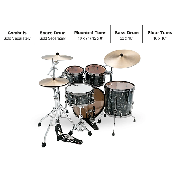 TAMA Starclassic Maple 4-Piece Shell Pack With 22 Bass Drum and Black Nickel Shell Hardware Charcoal Swirl 4 TAMA Starclassic Maple 4-Piece Shell Pack With 22 Bass Drum and Black Nickel Shell Hardware Charcoal Swirl