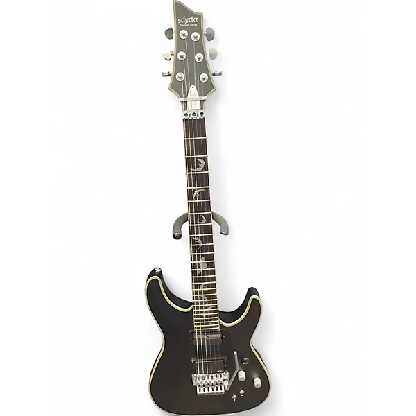 Used Schecter Guitar Research Damien Platinum Sustainiac Black Solid Body Electric Guitar