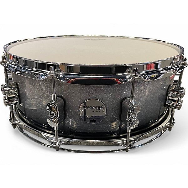 Used PDP by DW 5.5X14 Concept Series Snare Silver Sparkle Drum