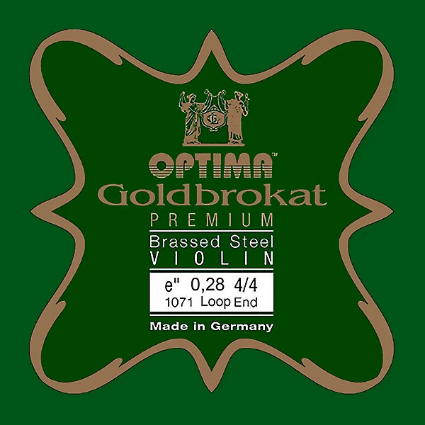 Optima Goldbrokat Premium Series Brassed Steel Violin E String 4/4 Size, Heavy Steel, 28 guage loop end