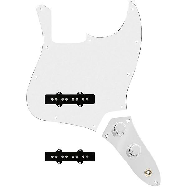 920D Custom Jazz Bass Loaded Pickguard With Drive (Hot) Pickups and JB-CON-C Control Plate White