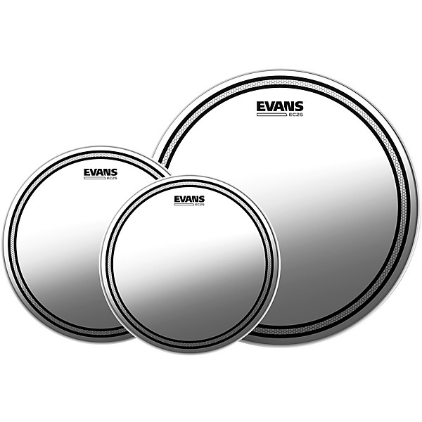 EVANS EC2S Clear Tom Heads With Free 14 HD Dry Snare Head 10, 12, 14 in.