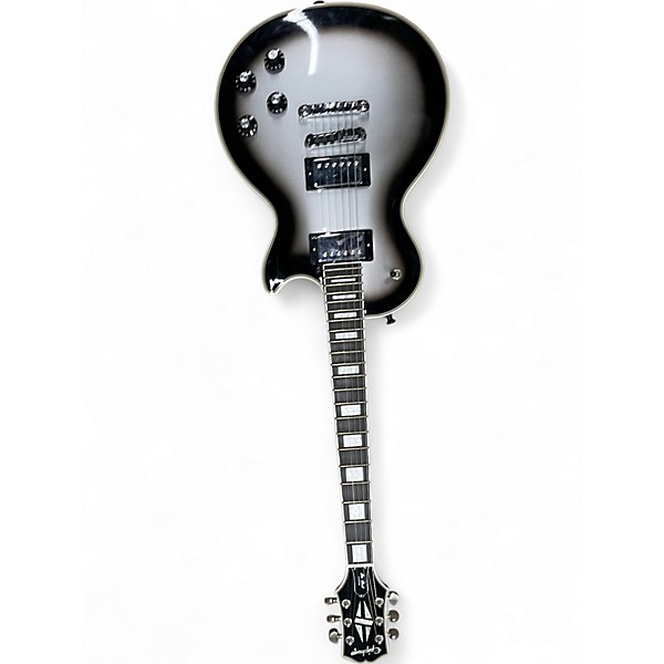 Used Epiphone Les Paul Custom Black and Silver Solid Body Electric Guitar