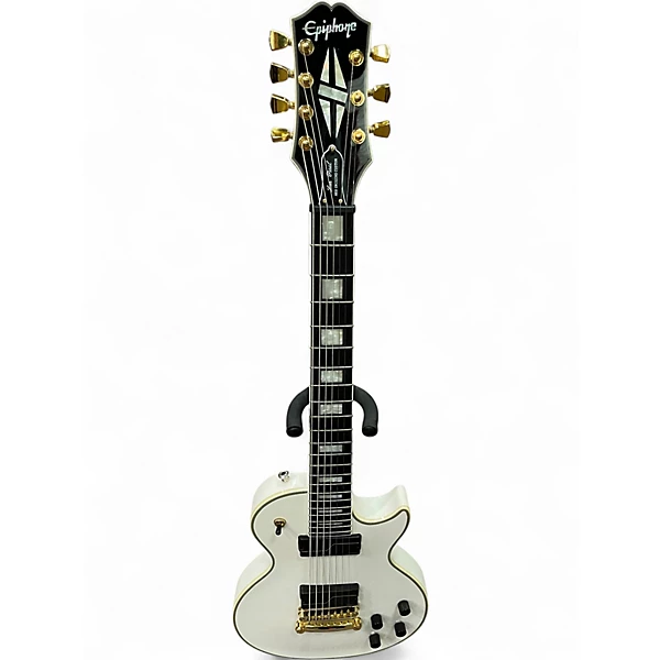 Used Epiphone Matt Heafy Les Paul Custom 7 BONE WHITE Solid Body Electric Guitar