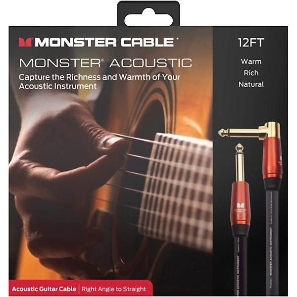 Monster Cable Prolink Acoustic Pro Audio Instrument Cable, Right Angle to Straight 12 ft. Black 4 Monster Cable Prolink Acoustic Pro Audio Instrument Cable, Right Angle to Straight 12 ft. Black