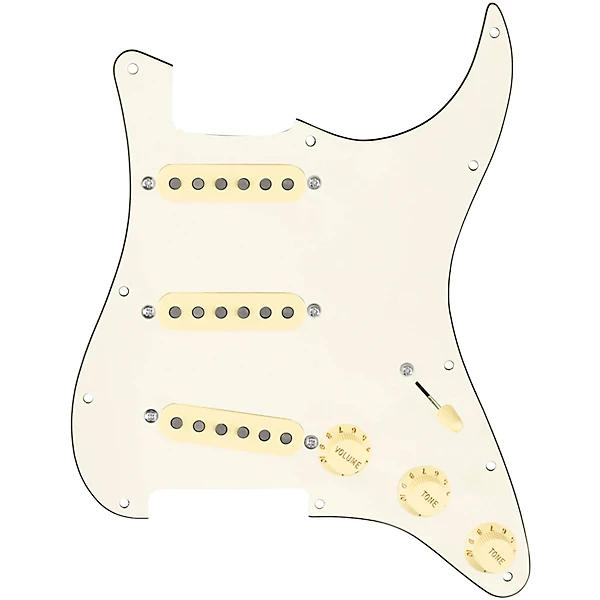 920D Custom Vintage American Loaded Pickguard for Strat With Aged White Pickups and S5W-BL-V Wiring Harness Parchment