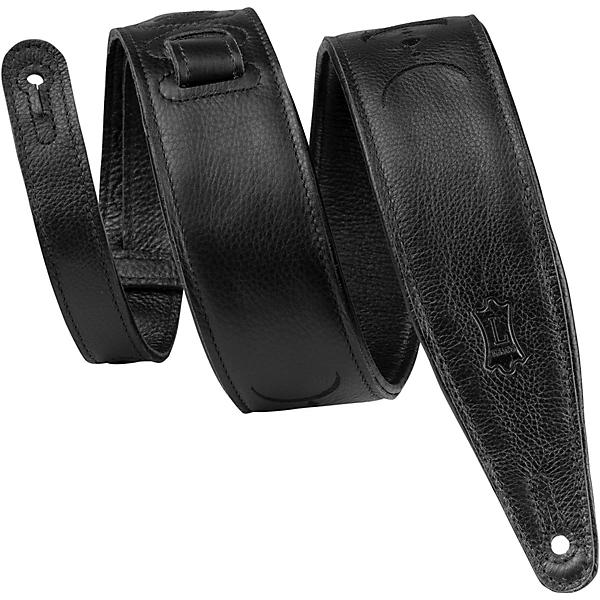 Levy's 2.5 Black Garment Leather Guitar Strap Black Moon