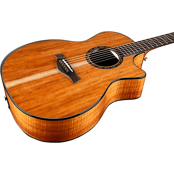 Taylor Custom All Figured AA Grade Hawaiian Koa Grand Auditorium Acoustic-Electric Guitar Natural 10 Taylor Custom All Figured AA Grade Hawaiian Koa Grand Auditorium Acoustic-Electric Guitar Natural