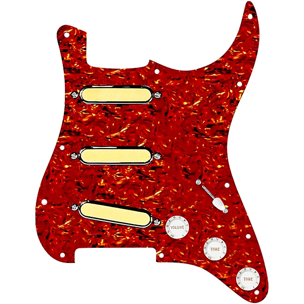 920D Custom Gold Foil Loaded Pickguard For Strat With White Pickups and Knobs and S5W Wiring Harness Tortoise