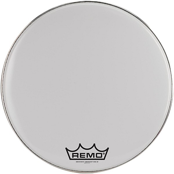Remo Ambassador Smooth White Bass Head With Crimplock Collar White 18 in.