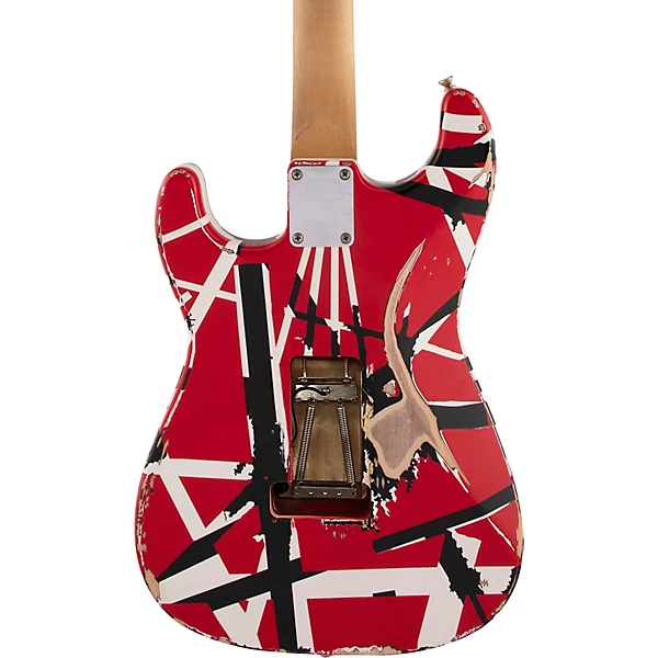 EVH Striped Series Frankie Electric Guitar Red with Black and White Stripes Relic 4 EVH Striped Series Frankie Electric Guitar Red with Black and White Stripes Relic