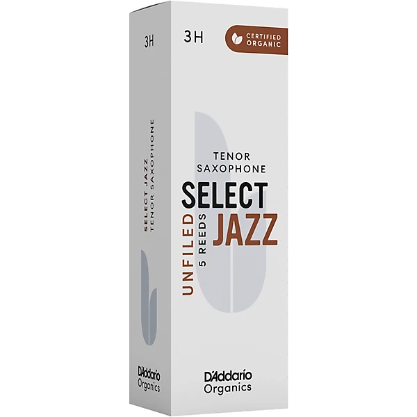 D'Addario Woodwinds Select Jazz, Tenor Saxophone Reeds - Unfiled,Box of 5 3H 8 D'Addario Woodwinds Select Jazz, Tenor Saxophone Reeds - Unfiled,Box of 5 3H