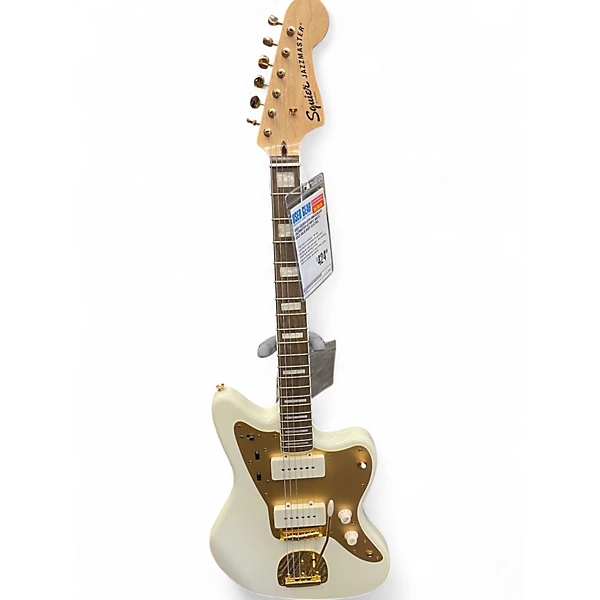 Used Squier 40th Anniversary Jazzmaster Olympic White / Gold Solid Body Electric Guitar