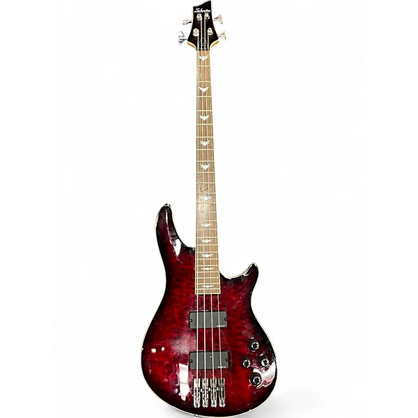 Used Schecter Guitar Research C4 4 String Dark Cherry Burst Electric Bass Guitar