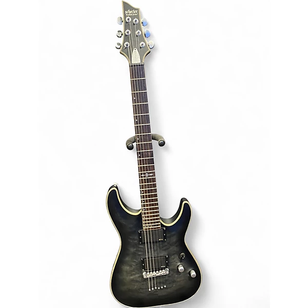 Used Schecter Guitar Research C1 Platinum Trans Black Solid Body Electric Guitar