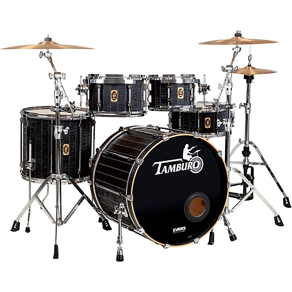 TAMBURO Opera Series 5-Piece Stave-Wood Shell Pack With 22 Bass Drum Flamed Black