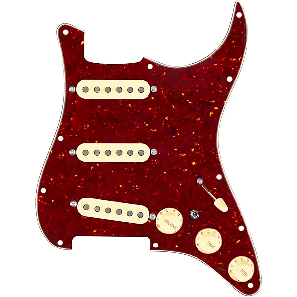 920D Custom Texas Growler Loaded Pickguard for Strat With Aged White Pickups and S7W-MT Wiring Harness Tortoise