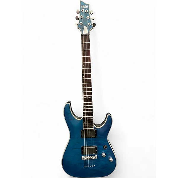 Used Schecter Guitar Research C1 Platinum Transparent Midnight Blue Solid Body Electric Guitar
