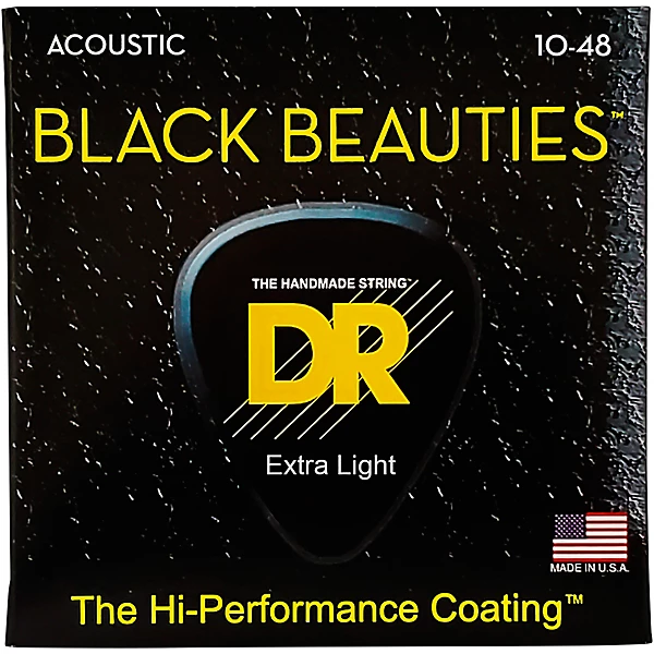 DR Strings Black Beauties Acoustic Guitar Strings Extra Lite