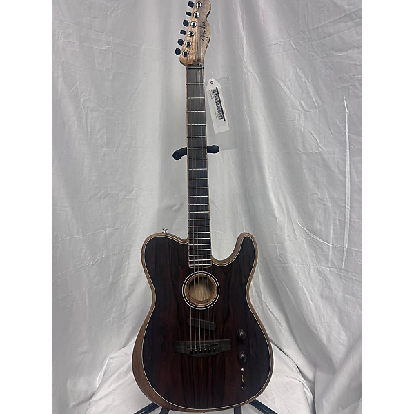 Used Fender Acoustasonic Telecaster Exotic Ziricote Natural Acoustic Electric Guitar
