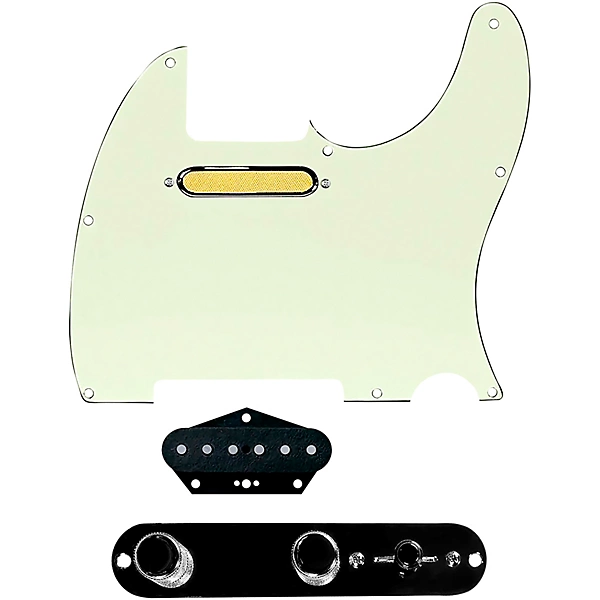 920D Custom Gold Foil Loaded Pickguard for Tele With T4W-REV-B Control Plate Mint Green