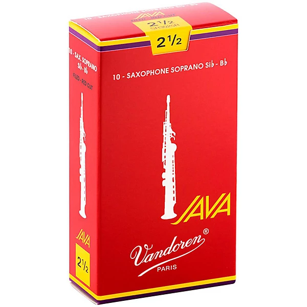 Vandoren JAVA Red Soprano Saxophone Reeds Strength 2.5, Box of 10