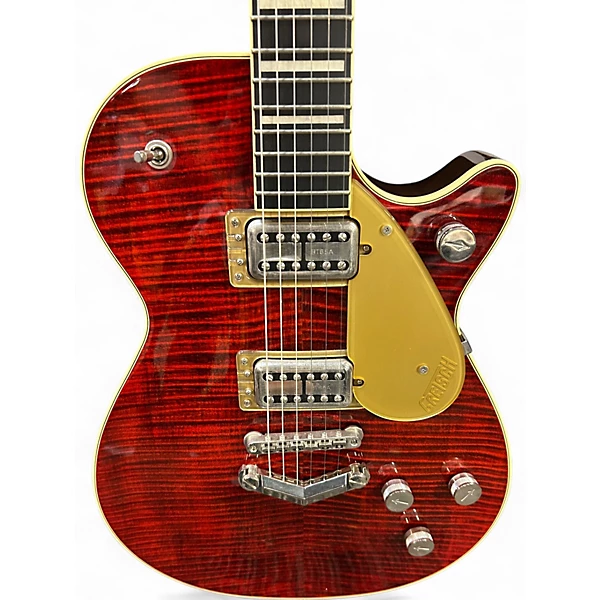 Used 2019 Gretsch Guitars G6228FM Players Edition Jet? BT with V-Stoptail and Flame Ma RED Solid Body Electric Guitar 4 Used 2019 Gretsch Guitars G6228FM Players Edition Jet? BT with V-Stoptail and Flame Ma RED Solid Body Electric Guitar
