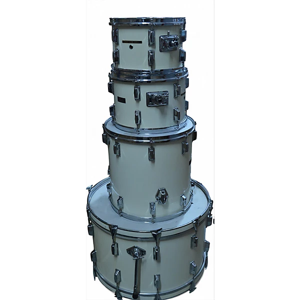 Used Pearl 4 piece Fiberglass Shells 1970s Antique White Drum Kit