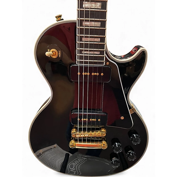 Used Epiphone Les Paul Custom P90 Ebony Solid Body Electric Guitar 4 Used Epiphone Les Paul Custom P90 Ebony Solid Body Electric Guitar