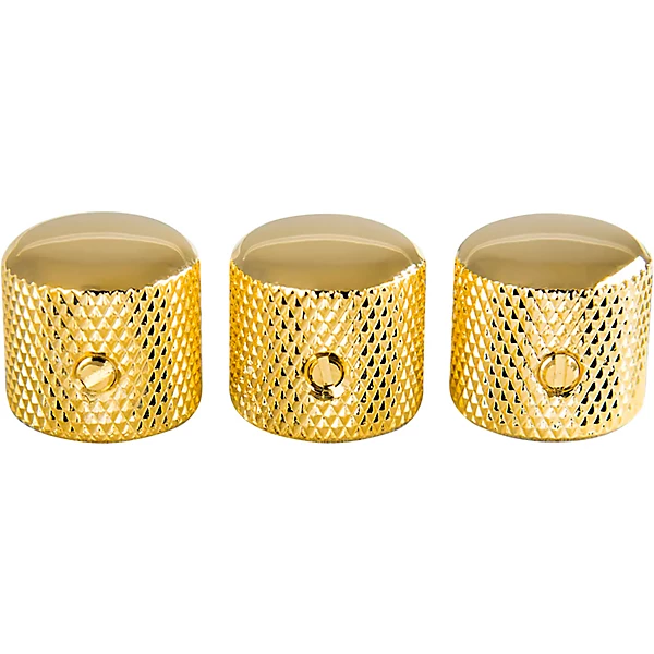920D Custom Metal Knurled Dome Top Strat Knob - Pack of 3 Gold