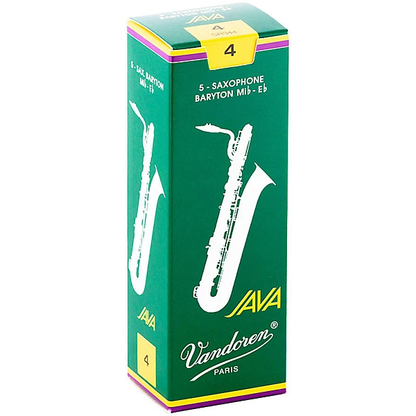 Vandoren JAVA Green Baritone Saxophone Reeds Strength 4, Box of 5