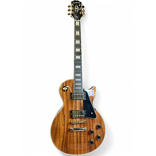 Used 2021 Epiphone les paul custom Koa Natural Solid Body Electric Guitar
