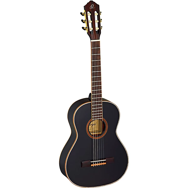 Ortega Family Series R221BK-3/4 3/4 Size Classical Guitar Gloss Black 0.75 6 Ortega Family Series R221BK-3/4 3/4 Size Classical Guitar Gloss Black 0.75
