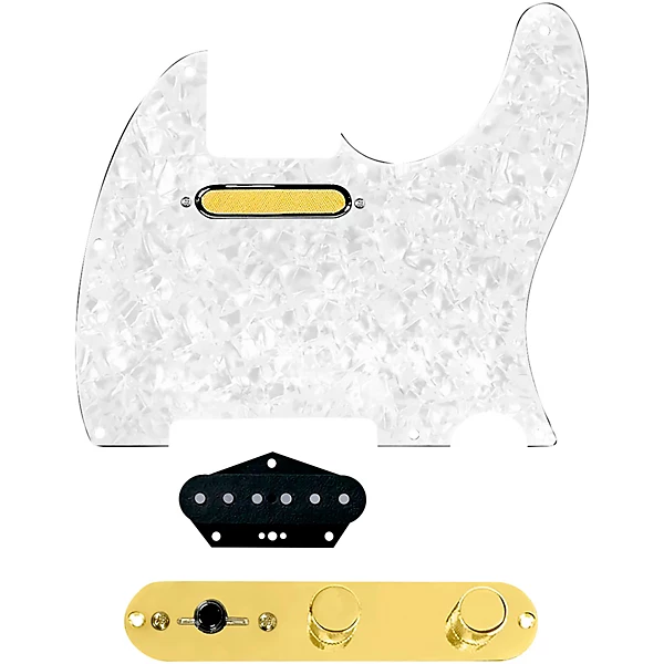 920D Custom Gold Foil Loaded Pickguard for Tele With T3W-G Control Plate White Pearl