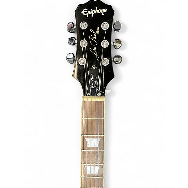Used Epiphone Les Paul Classic Trans Black Solid Body Electric Guitar 4 Used Epiphone Les Paul Classic Trans Black Solid Body Electric Guitar