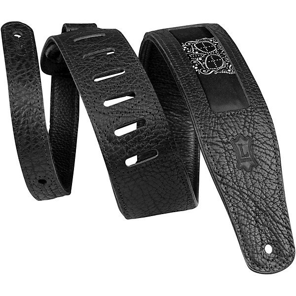 Levy's 2.5 Calaca Black Leather Guitar Strap Skulls