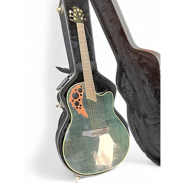 Used Ovation ce44p elite plus Trans Green Acoustic Electric Guitar