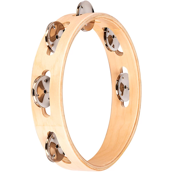 Nino Single Row Wood Tambourine, Natural 8 in.