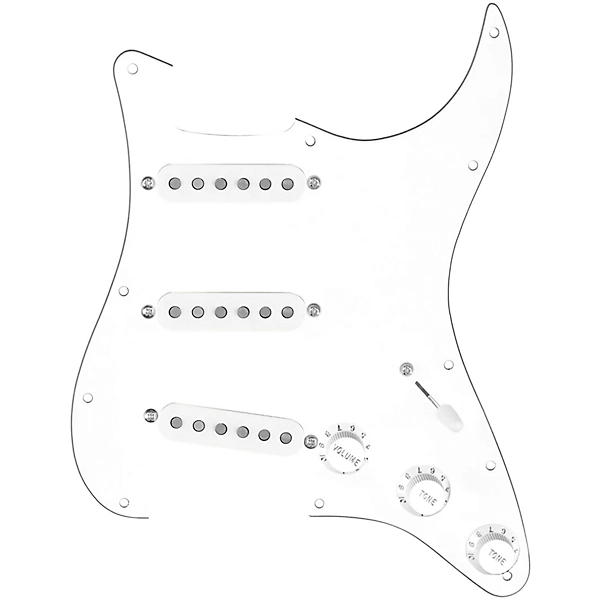 920D Custom Texas Vintage Loaded Pickguard for Strat With White Pickups and S7W-MT Wiring Harness White