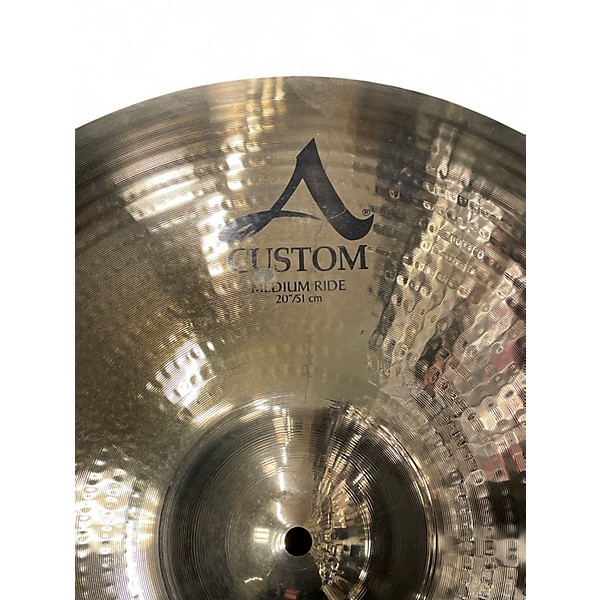 Used Zildjian 20in A Custom Medium Ride Cymbal 6 Used Zildjian 20in A Custom Medium Ride Cymbal