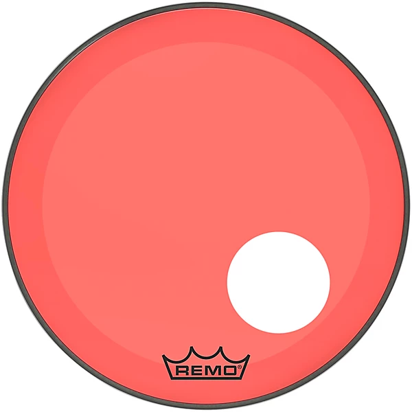 Remo Powerstroke P3 Resonant Colortone Red Bass Drum Head With 5 Offset Hole 20 in.