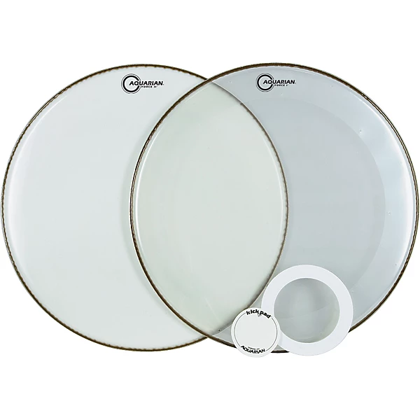 Aquarian Force Series Bass Drum Head Pak White 22 in.