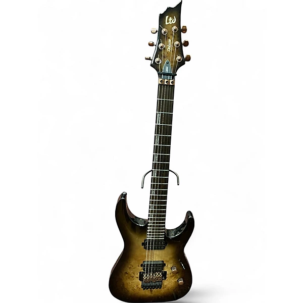 Used ESP LTD H1001QM Deluxe Floyd Rose Brown Sunburst Solid Body Electric Guitar