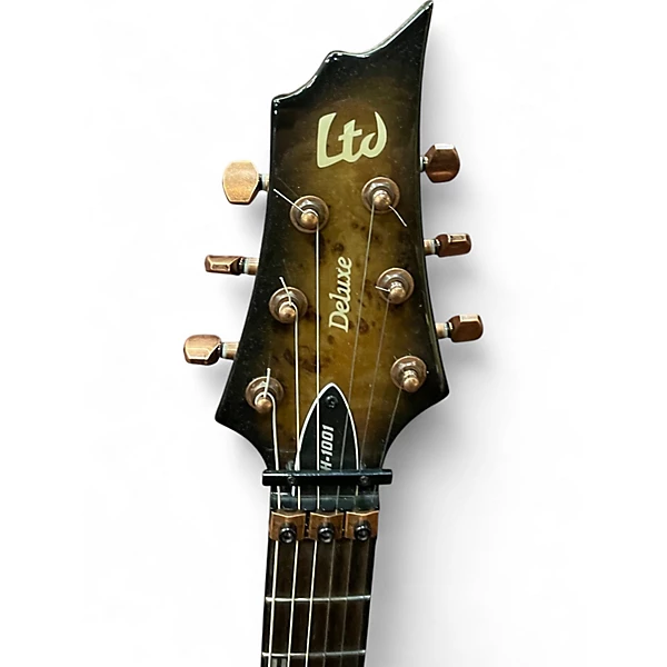 Used ESP LTD H1001QM Deluxe Floyd Rose Brown Sunburst Solid Body Electric Guitar 4 Used ESP LTD H1001QM Deluxe Floyd Rose Brown Sunburst Solid Body Electric Guitar