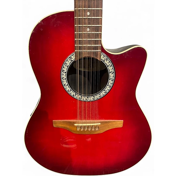Used Ovation 6751 Standard Balladeer Red Burst 12 String Acoustic Electric Guitar 6 Used Ovation 6751 Standard Balladeer Red Burst 12 String Acoustic Electric Guitar