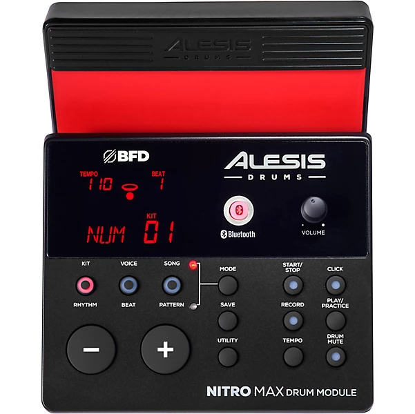Alesis Nitro Max 8-Piece Electronic Drum Set With Bluetooth and BFD Sounds Red 10 Alesis Nitro Max 8-Piece Electronic Drum Set With Bluetooth and BFD Sounds Red