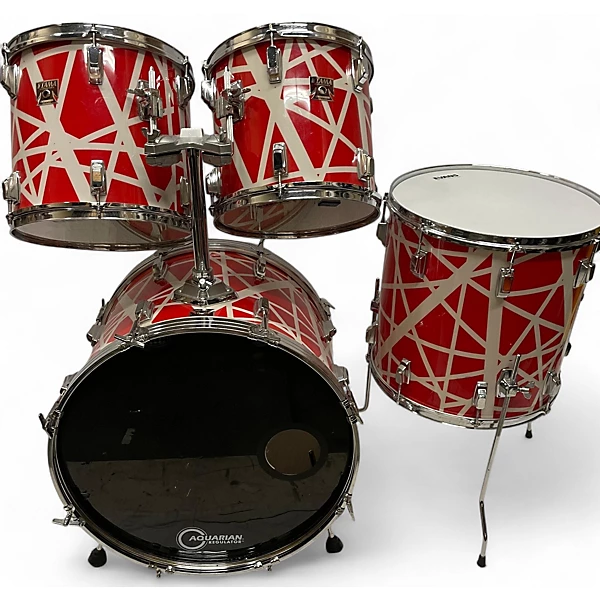 Used 1984 TAMA 4 piece SWINGSTAR VAN HALEN WRAP RED AND WHITE Drum Kit