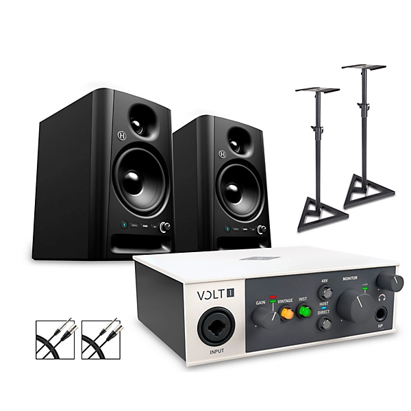 Universal Audio Volt 1 With Harbinger Studio Monitor Pair, Stands & Cables SM505